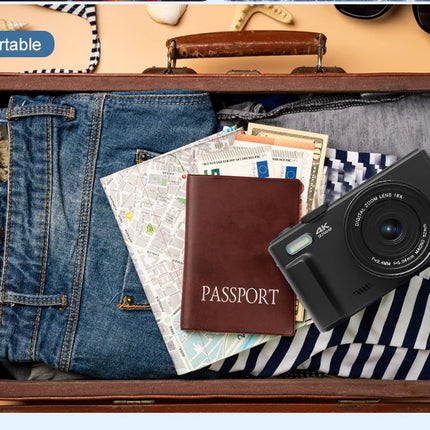 Ourlife AC600 Digital Camera 4K 64MP UHD Cameras 18X Digital Zoom 180° Flip Screen Vintage Vlogging Camera for YouTube Autofocus