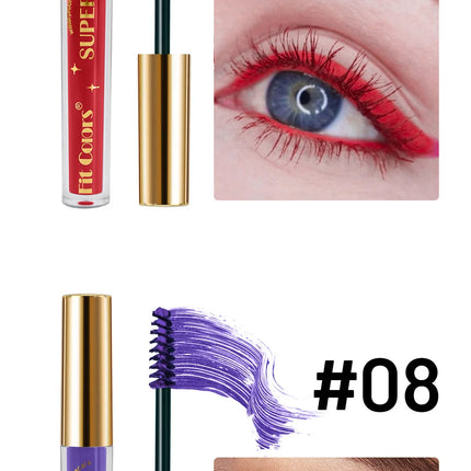 6 Color/Set Colored Mascara Cream Blue Green Lasting Waterproof Mascara Curling Eyelashes Thick Curl 3D Non-smudding Mascara
