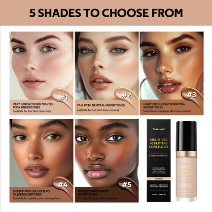 Lakerain 5-Color Waterproof Concealer Matte High Coverage Oil-Control Foundation For Acne Scars And Dark Circles Cosmetics