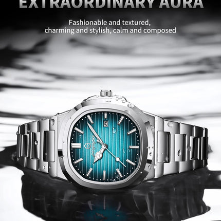 2025 New Luxury Military Man Watch Square Waterproof Luminous Date Week Men Watch Stainless Steel Quartz Men's Watches Reloj+box