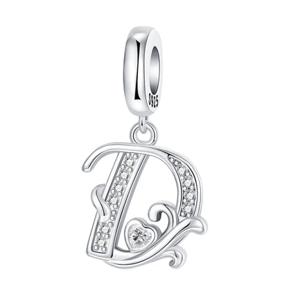 925 Sterling Silver  A-Z 26 English Letters Retro Fashion Pendant Fit Original Bracelet Charm Beads Necklace Diy Female Jewelry