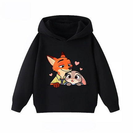 Potdemiel Zootopia Judy and Nick Children's Hoodies, Boys' and Girls' Autumn and Winter Warm Children's Hooded Sweatshirts