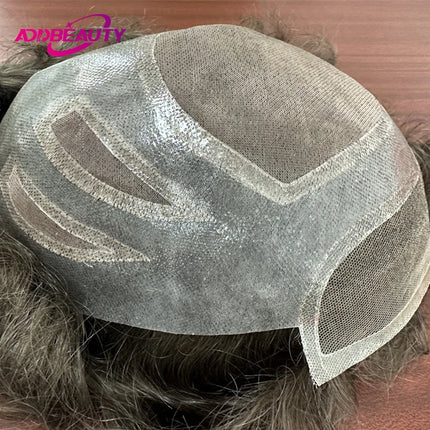 Male Toupee Front Lace PU Wigs for Men Indian Remy Human Hair Wigs Swiss Lace Capillary Prosthesis Natural Hair System Hairpiece