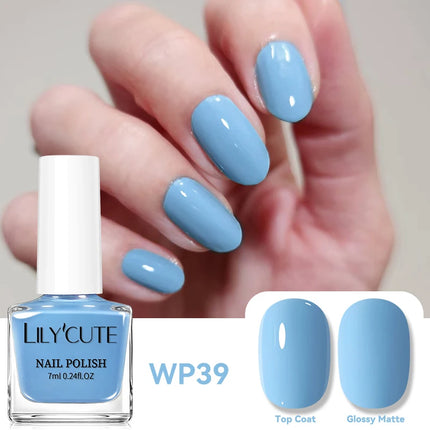 LILYCUTE 7ml Water-based Nail Polish Red Glitter Sequins Long Lasting Quick Drying No Need of Lamp to Cure Vernis for Nails