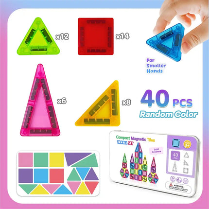 Mini Magnetic Building Blocks Toy, with Iron Box for Easy Portability, Children's Stacking DIY Construction Toy, Parent-Child Interactive Toy, Suitable for Children's Holiday Birthday Gifts