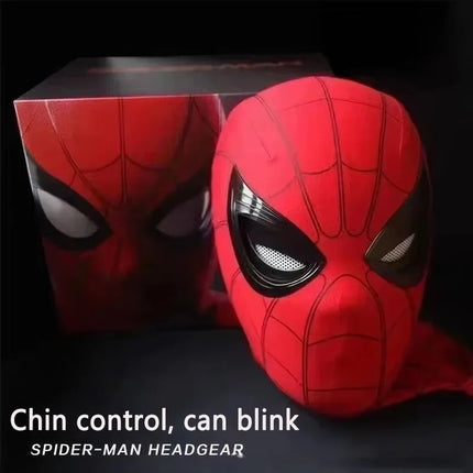 Hot In Stock 1:1 Scale Miles Spider-Man Electronic Mask With Moving Glowing Eyes Ring Control Cosplay Toy Gift For Boys Gift