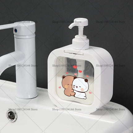 300ML Panda Bear Bubu Dudu Transparent Soap Dispensers Refillable Portable Empty Bottle Shower Gel Detergent Dispensing Bottle