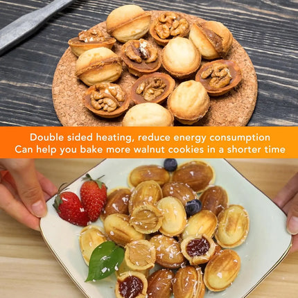 Electric Walnut Cake Maker, Non Stick Walnut Cookie Maker, Automatic Mini Nut Waffle Bread Machine, Electric cookie press Baking