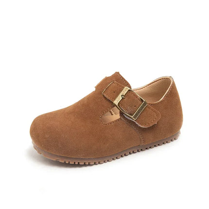 Boys Girls Flat Shoes Retro Non-slip Sweet Kids Moccasins Soft Sole 2024 New Fashion Children Leather Shoes Hook&loop Elegant