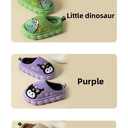 Autumn Winter Children Cotton Slippers Boys Toddler Indoor Anti Slip Warm Home Slipper Kids Girls Baby Cute Cartoon Plush Shoes