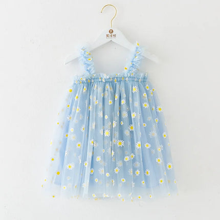 KEAIYOUHUO Summer Baby Girls Dresses Children Sling Daisy Printed Dress For Toddler Girl Princess Wedding Party Birthday Outfits