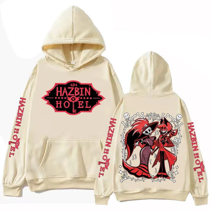 Anime Hazbin Hotel Peripherals Vox Angel Dust Graphic Print Hoodie Harajuku Pullover Man Woman Loose Casual Oversized Sweatshirt