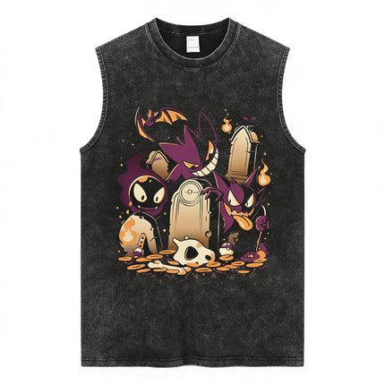 Gym Vest Man T Shirt Pokemon Print 2026 Y2k Vintage Washed Summer Sleeveless Shirt Print Streetwear Loose Casual Men's Tank Top