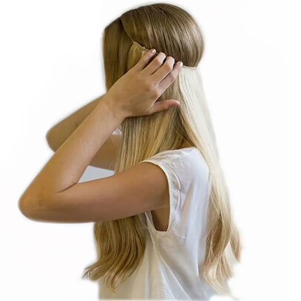 Synthetic Of The Line Type Hair Extensions Straight Hair Wig Piece One Piece With Invisible Fish Line Transparent Wire
