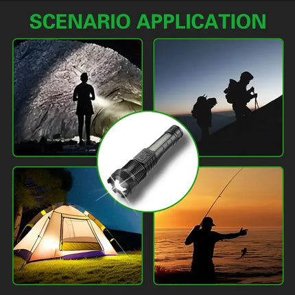 Super Bright Flashlight Built-in Battery USB C Rechargeable LED Flashlights 500000LM High Power Torch Lamp for Camping Lantern