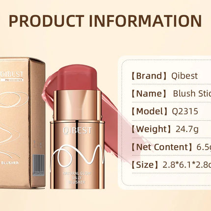 6 Colors Cream Blush Stick Waterproof Long Lasting Cheek Lip Eye Makeup Blendable Natural Flush For Women Daily Use