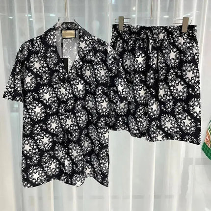 Vintage Men Shirts Sets Summer 3D Print Beach Short Sleeve Shirt Shorts Casual Trip Mens Hawaiian 2 Piece Suit S-5XL Man Blouse