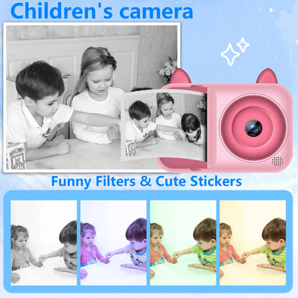 Kids Camera Instant Print Photo, Portable Thermal Printing Camera Toy with HD Digital Video, for 3-12 Years Old Boys Girls