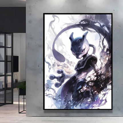 Pokemon Eevee Series Wall Art Unique Ink Style Decorative Paintings High - Quality Canvas Add A Touch of Fantasy To Your Home