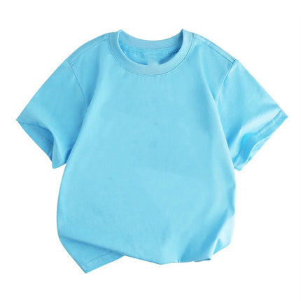 Children Solid color Short sleeve Suitable for boys girls top 3-12 Age Toddle T-shirts summer casual  white pink black clothing