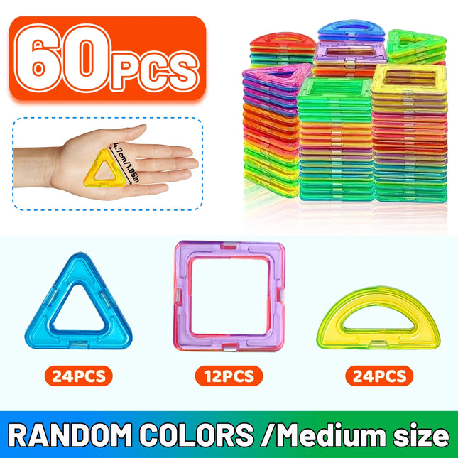 36/60/96PCS Magnetic Building Blocks Constructor Set 3D STEM Educational Toys For 3Years+ Old Kids Boys Girls Birthday Gifts