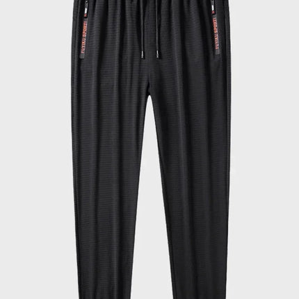 Men's Summer Ice Silk Jogger Sweatpants Zipper Pockets Breathable Running Gym Workout Athletic Mesh Pants Drawstring Design