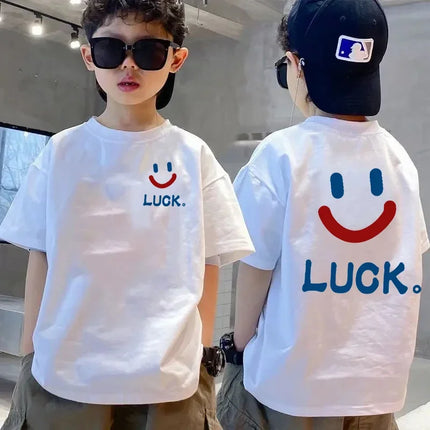 Summer Children Fashion Brand Letter Print Cotton Breathable T-shirt Kids Short Sleeve Sport Tees Tops Boy Girl Clothes