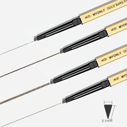 Gold Bar Double Ended Eyebrow Pencil - Ultra Fine 0.5mm Triangle Tip Waterproof & Smudge-proof for 3D Natural Brows