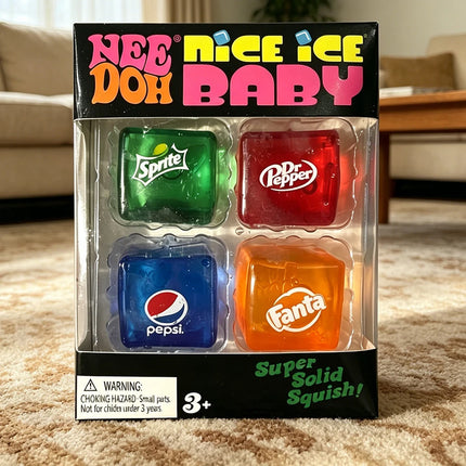 Needoh Teenie Nice Ice Cube Fidget Toys Mini4 Pack Set Slow Rebound Squishy Toys Stress Reliever Fidget for Party Favors Gifts
