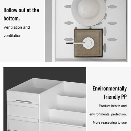 1pc White New Drawer Makeup Storage Box Dormitory Finishing Plastic Shelf Cosmetics Skin Care Dressing Table Desktop