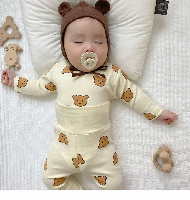 Babies Girls Boys Bottoming Top Pant Two Piece Toddler Children Spring Autumn Underwear Clothes Kids Home Wear 0-3Years Clothes