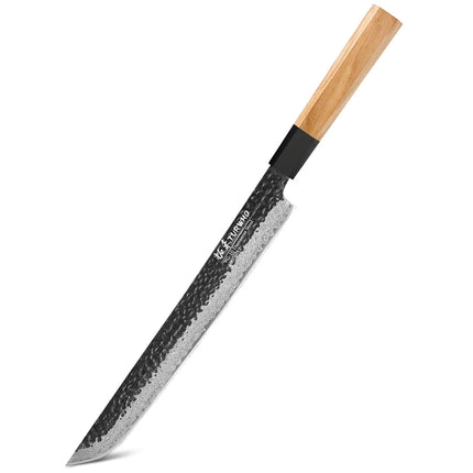 TURWHO 10.5" Hand Forged Japanese Damascus Steel Kitchen Chef Knives DIY Handle Fish Fillet Sushi Salmon Sashimi Slicing Knife