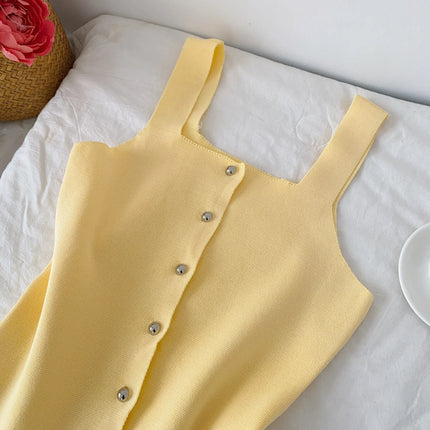Women's Knitted Slim Fit Vest Summer 2025 Svel Top Single Button Design Versatile Inner and Outer Wear Commute Sle