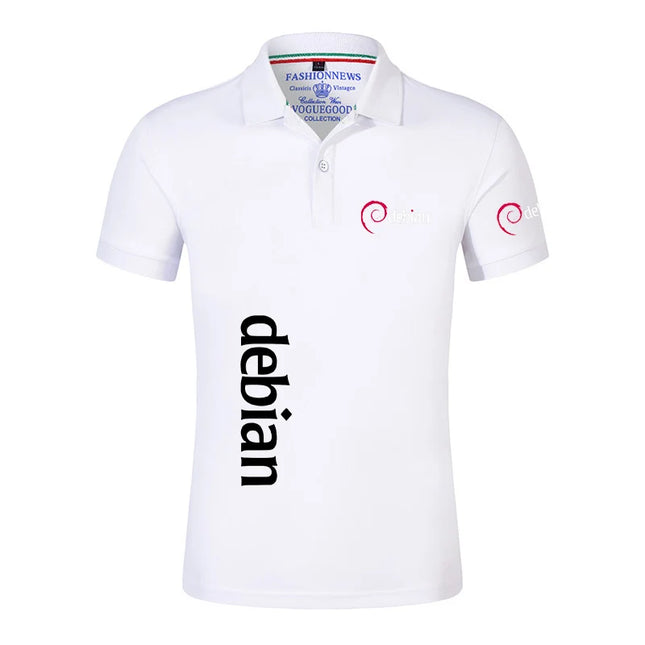 2024 Linux Debian New Men's Fashion Printing Summer Short Sleeves Solid Color Classic Casual Slim Ordinary Polo Shirt Tops