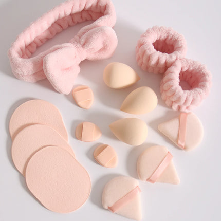 15 件套 Cosmetic Puff Makeup Sponge Blender Beauty Egg Foundation Sponges Puff Wash Face Headband Wristband Make up Accessories