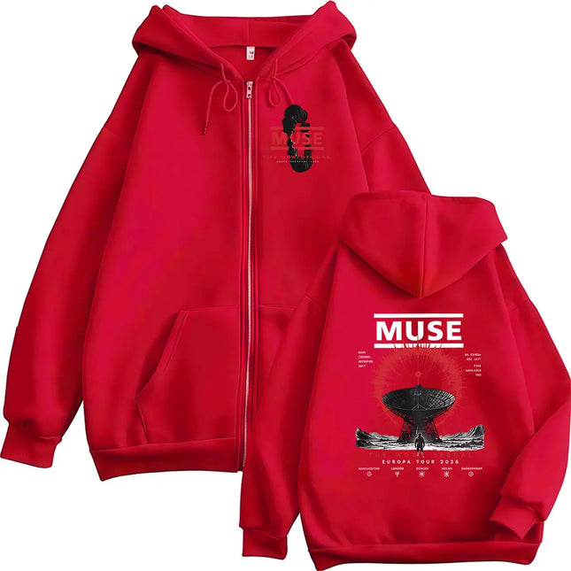 Rock Band MUSE The Wow! Signal Europa Tour 2026 Hoodie Men's Hip Hop Pop Loose Pullover Sweatshirt Retro Long Sleeve Coats Hoody