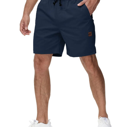 Summer Men's Casual Golf Shorts with Zipper Pockets Cotton Drawstring, Stretch Waist Sport Shorts for Outdoor Sport
