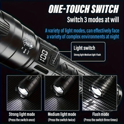 High Strong Power Led Flashlights Tactical Light Super Bright Waterproof Headlamp Charging Camping Fishing Defensa Zoom Lantern