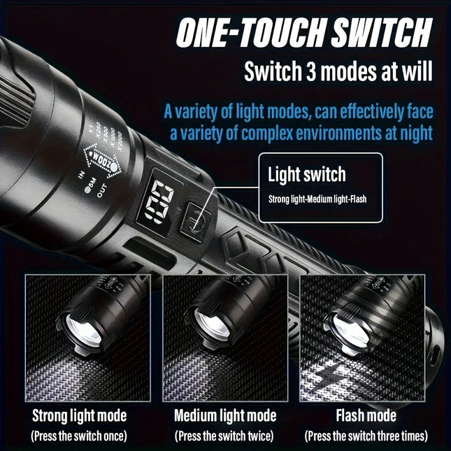 High Strong Power Led Flashlights Tactical Light Super Bright Waterproof Headlamp Charging Camping Fishing Defensa Zoom Lantern