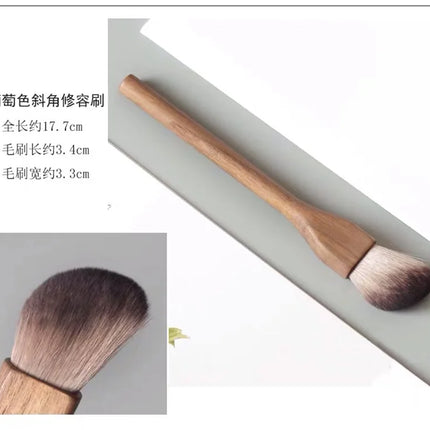 6Pcs Vintage Wood Handle Makeup Brush High Quality Walnut Loose Powder Foundation Contour Brush Super Soft Beauty Tool