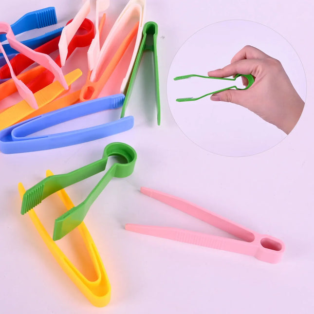 5Pcs Set Tweezers Children's Colored Plastic Tweezers - Fine Motor Skills And Learning Toys, Mixed With Multiple Colors