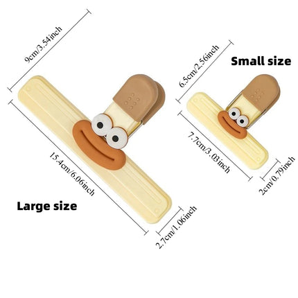 3pcs Creative Face Bag Sealing Clip Food Snack Clip Kitchen Tools Decorative Small Clip Refrigerator Plastic Food Bag Storage