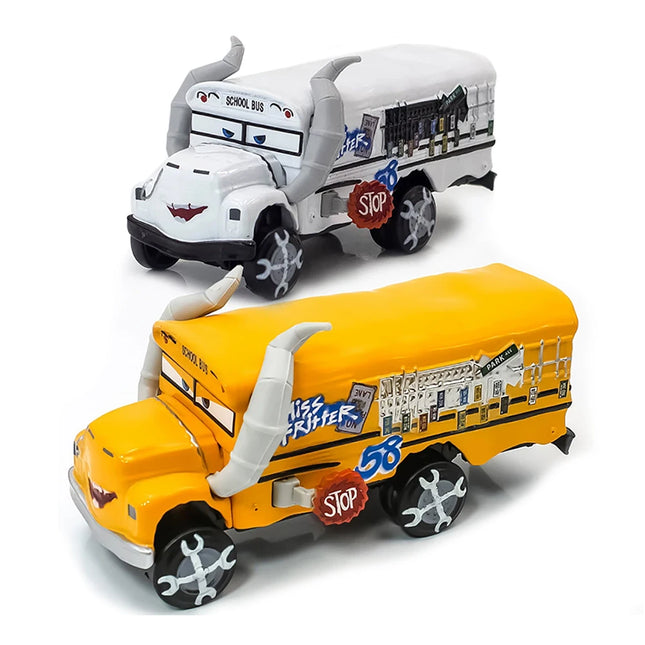 Original Disney Pixar Cars 3 Anime Figure School Bus Cartoon Model Car 1:55 Metal Die Casting Alloy Car Kids Toys Birthday Gifts