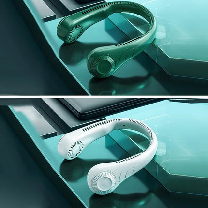 2026 New Upgrade 2026 Portable Neck Fan 4000mah Rechargeable USB Leafless Air Conditioner Bladeless Fans Hanging Neck Cooler For