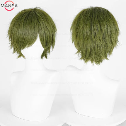 Anime 30cm Short Straight Cosplay Wig Black White Green Brown Purple Blue Gray Red Gold Man Women Heat Resistant Synthetic Hair
