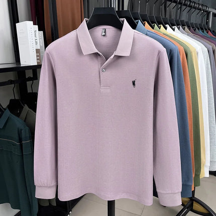 2025 New 100% Cotton High-end Brand Men's Long-sleeved Polo Shirt Autumn Fashion New Luxury Original Embroidery Top Golf T-shirt