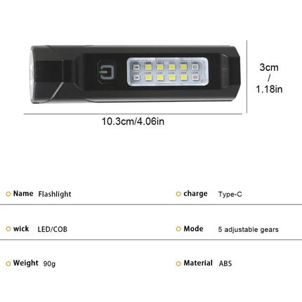 IR & Strong Light Flashlight Portable Pen Clip Magnetic Torch Multifunctional Outdoor Emergency Warning Lighting Flashlight
