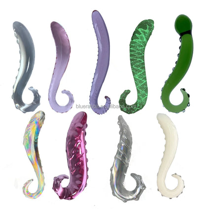 Sea Horse Glass Anal Plugs Wholesale Glass Masturbation Erotic Toys Pink Purple Black Green Blue Crystal Glass Dildos for Women