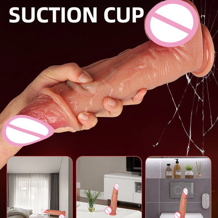 Realistic Dildos for Women, Skin-Sliding Foreskin Testicles Dildo, Anal Vaginal Stimulation Strapon Big Penis Sex Toys for Women