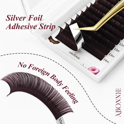 ABONNIE LB LC Curl Cocoa Brown Chocolate Brown Classic Eyelashes Extensions 0.05/0.07 Individual Soft Natural False Lashes